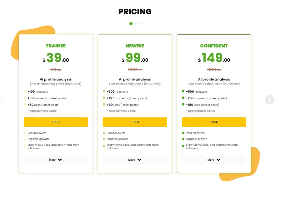 iFamous's Instagram growth software pricing