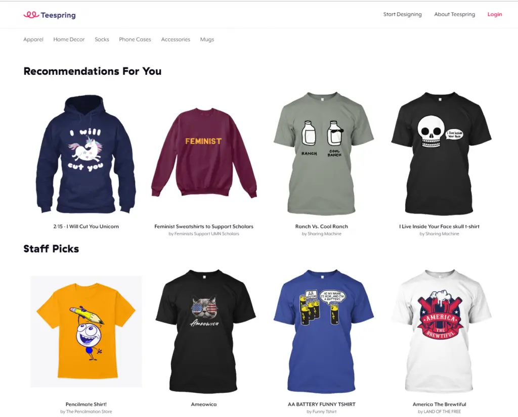 what brand shirts does teespring use