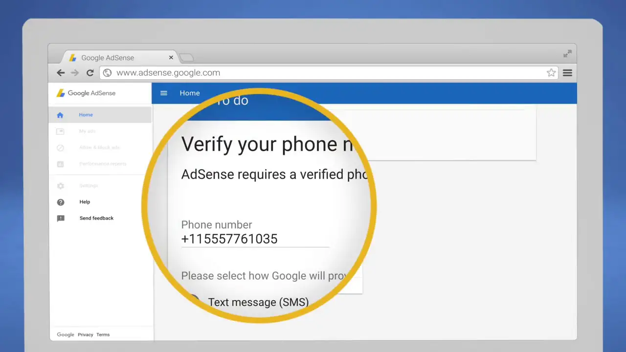 verify adsense phone number